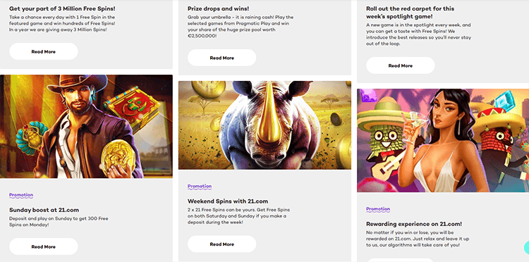 21.com Casino Bonus Promotions