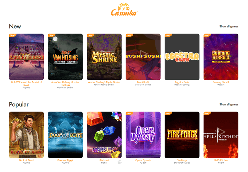 Casimba Online Casino Games