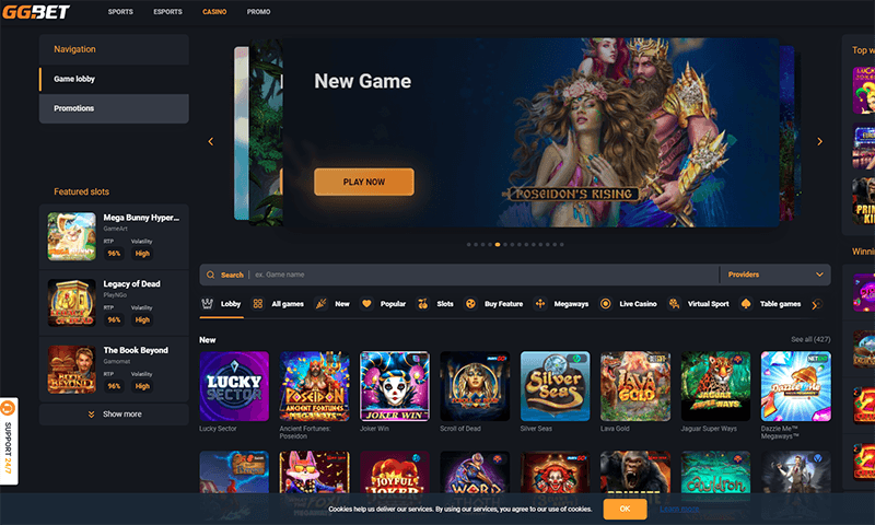 GG.Bet Casino Game Lobby