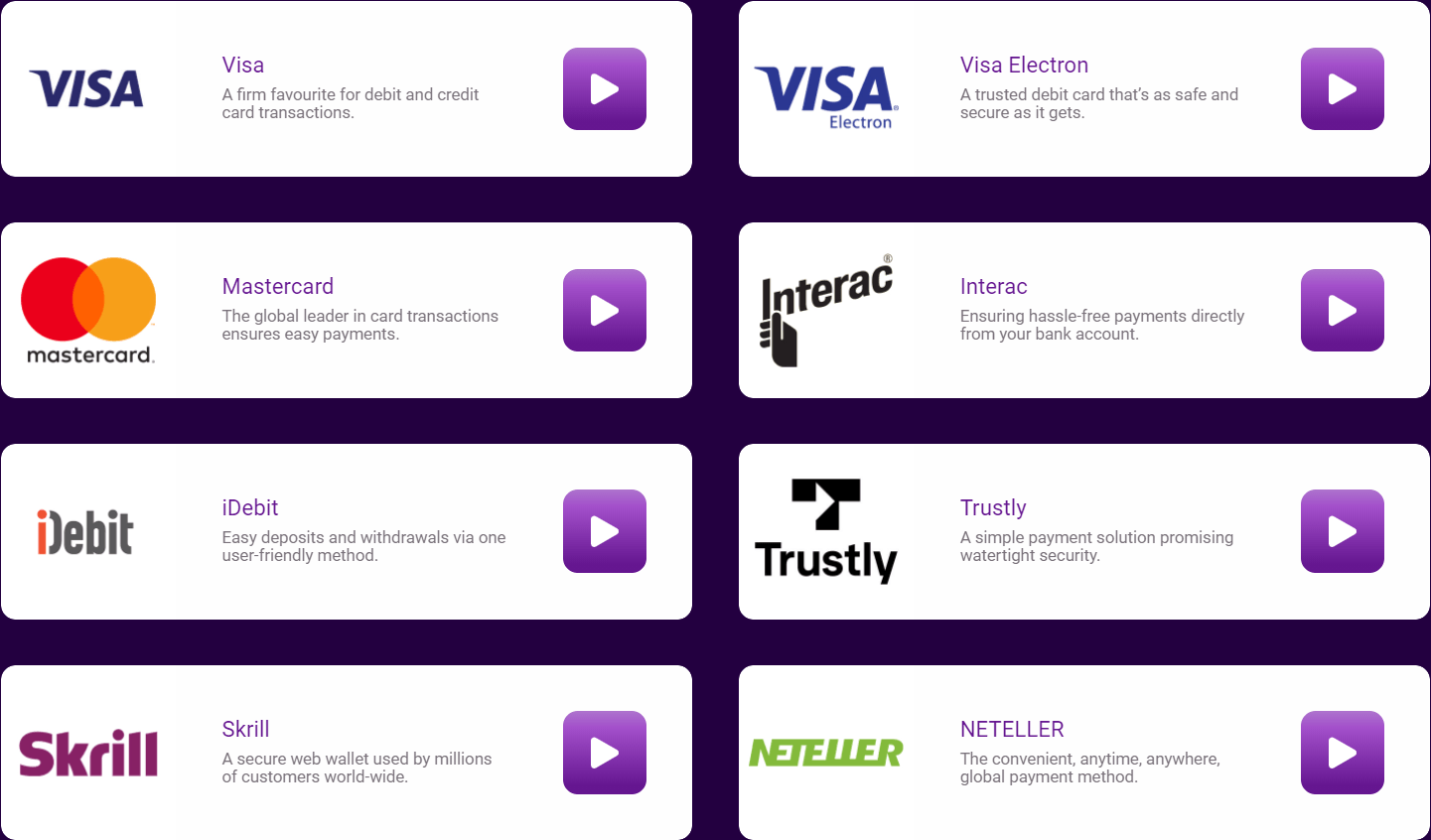 JackpotCity Casino banking methods