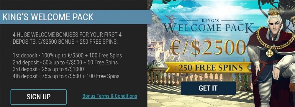 King Billy casino welcome pack