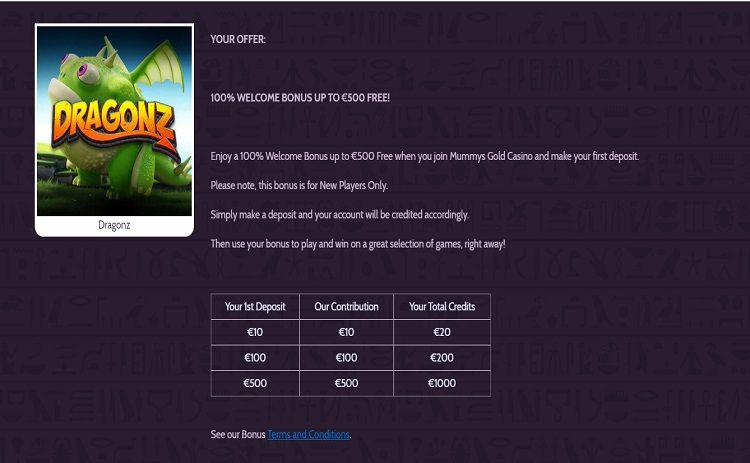 Mummys Gold casino bonus