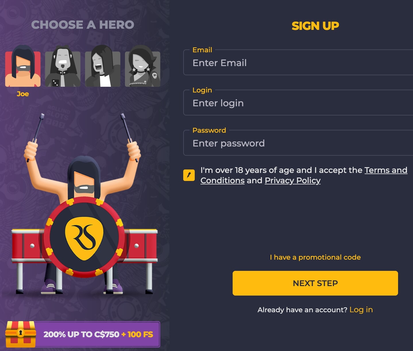 Rolling slots casino sign up