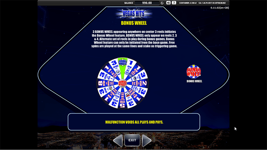 Vegas Hits Bonus Wheel