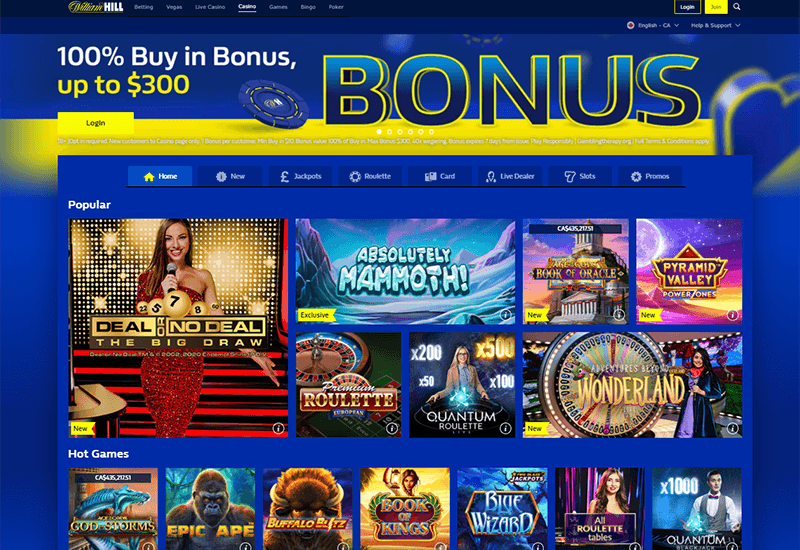 William Hill Casino Welcome Bonus Canada