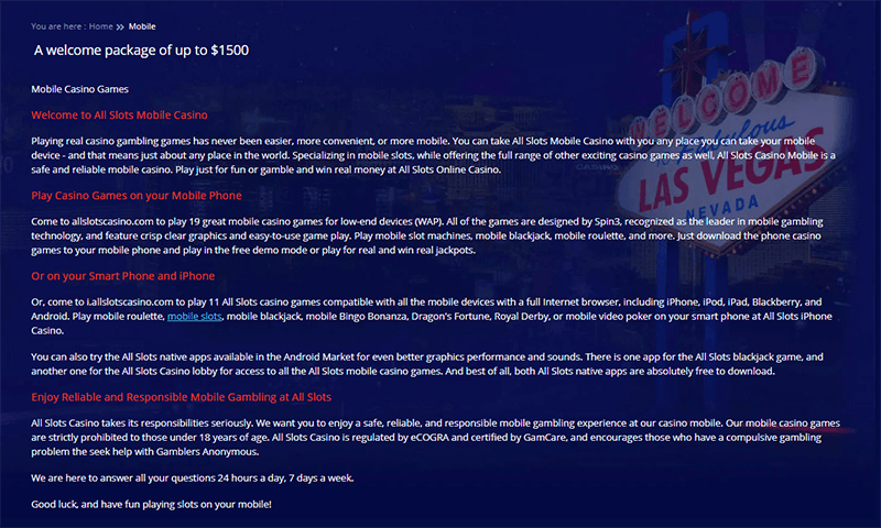 All Slots Casino Mobile