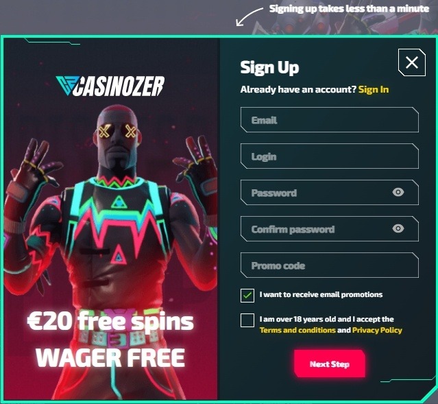 casinozer sign up