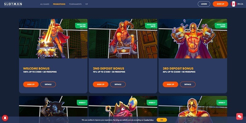 slotman casino bonuses and promotions